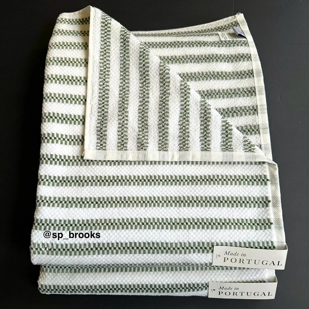 🎁6PC FELPINTER Bath Towel Set - Green and White, Super Soft & Absorbent